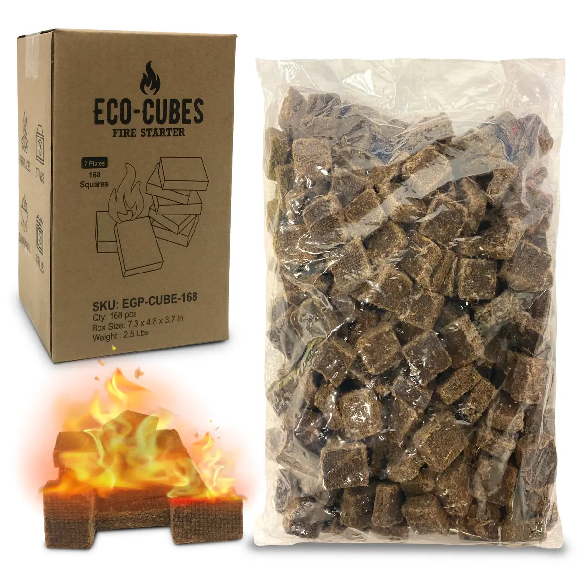 Eco Cubes Fire Starter Squares – Great Fire Starters For Chimney, Charcoal Grill, Fireplace, Campfire, Wood Stove, Pellet Grill And Charcoal 1