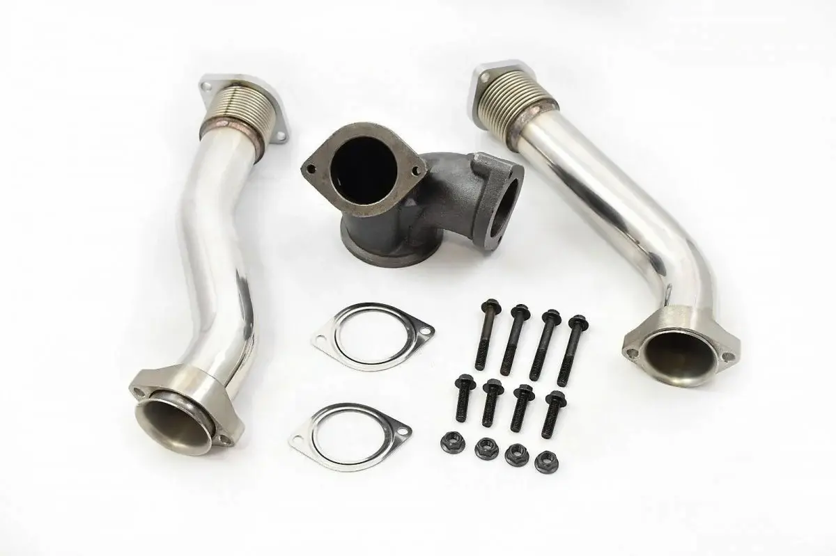 Polished Stainless Steel Bellowed Up-Pipe Kit With Collector, 1999-2003 7.3L Powerstroke 1
