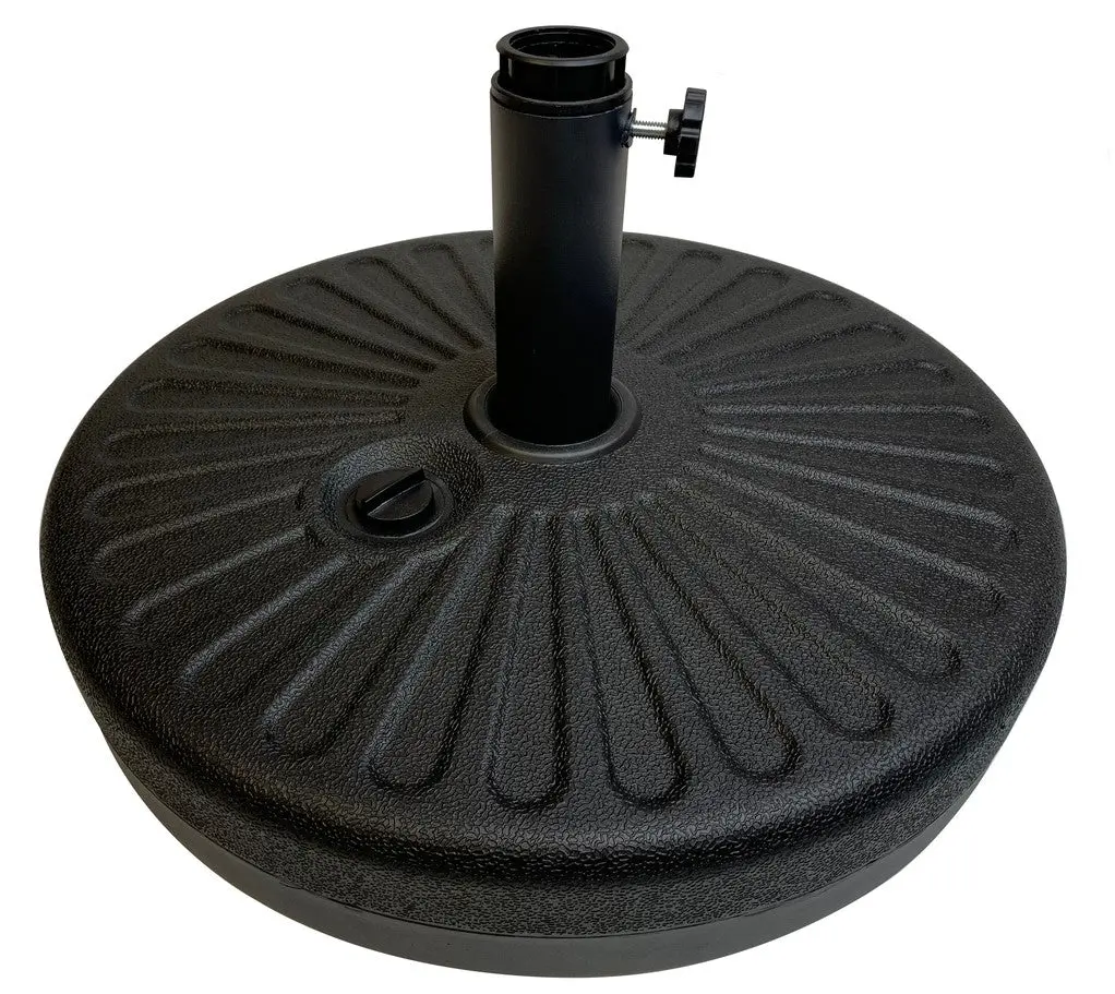 Easygo Round Umbrella Base Weight – Black Finish –50 Pound Water Or Sand Weighted Plastic Universal Stand 1
