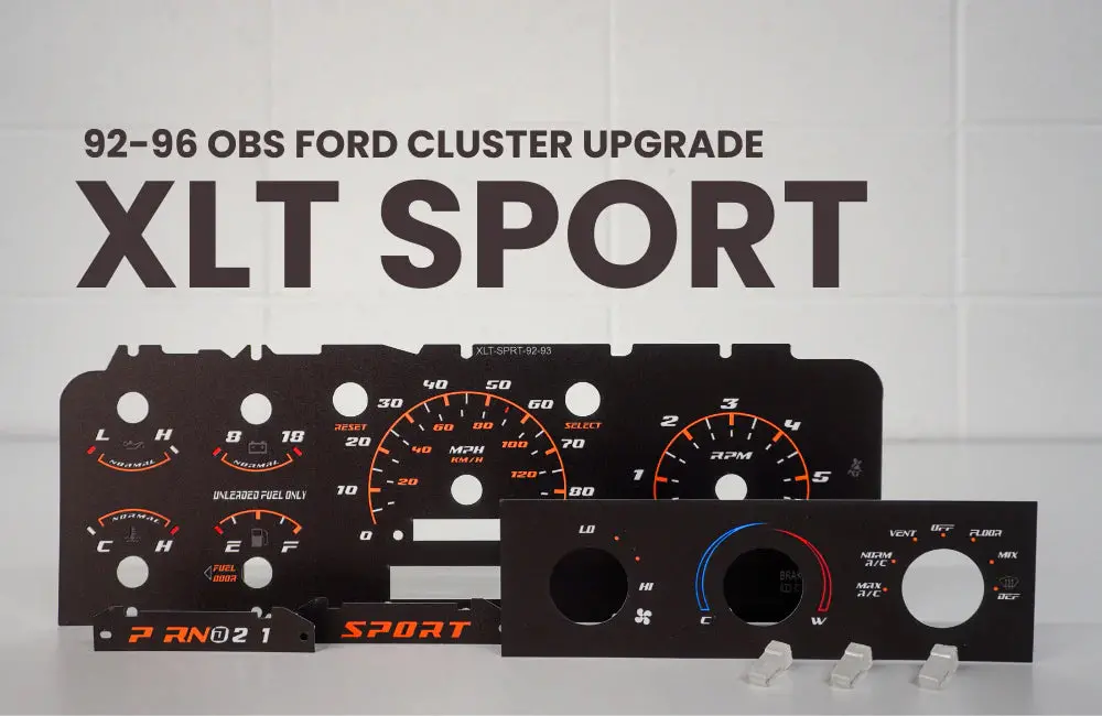92-96 Cluster Faceplate Kit - Xlt Sport - Gas 1