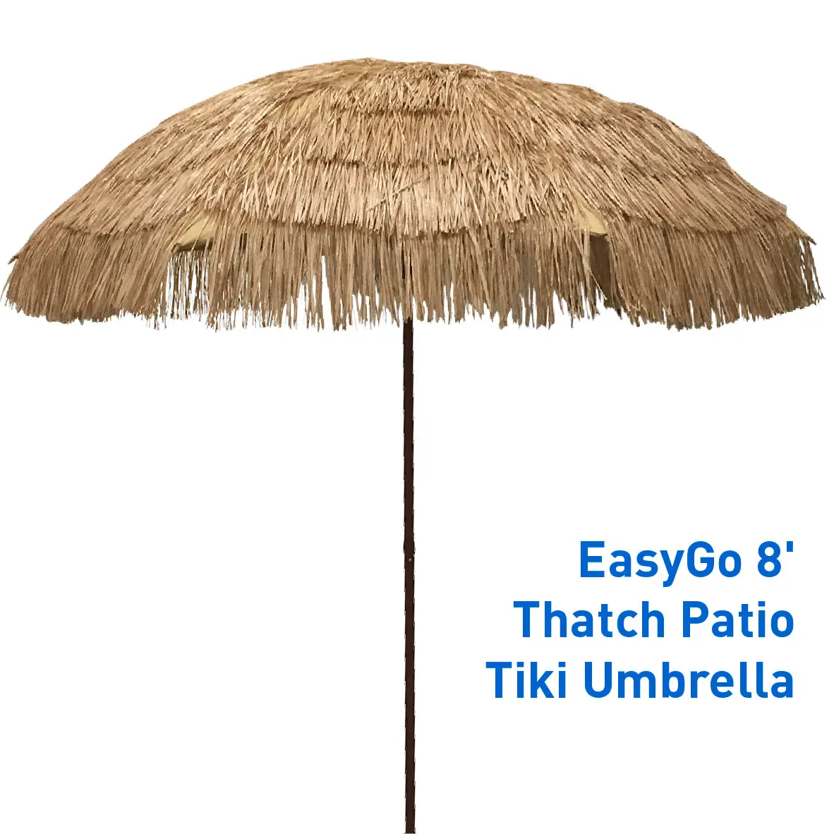 Easygo - 8' Thatch Patio Tiki Umbrella – Tropical Palapa Raffia Tiki Hut Hawaiian Hula Beach Umbrella 1
