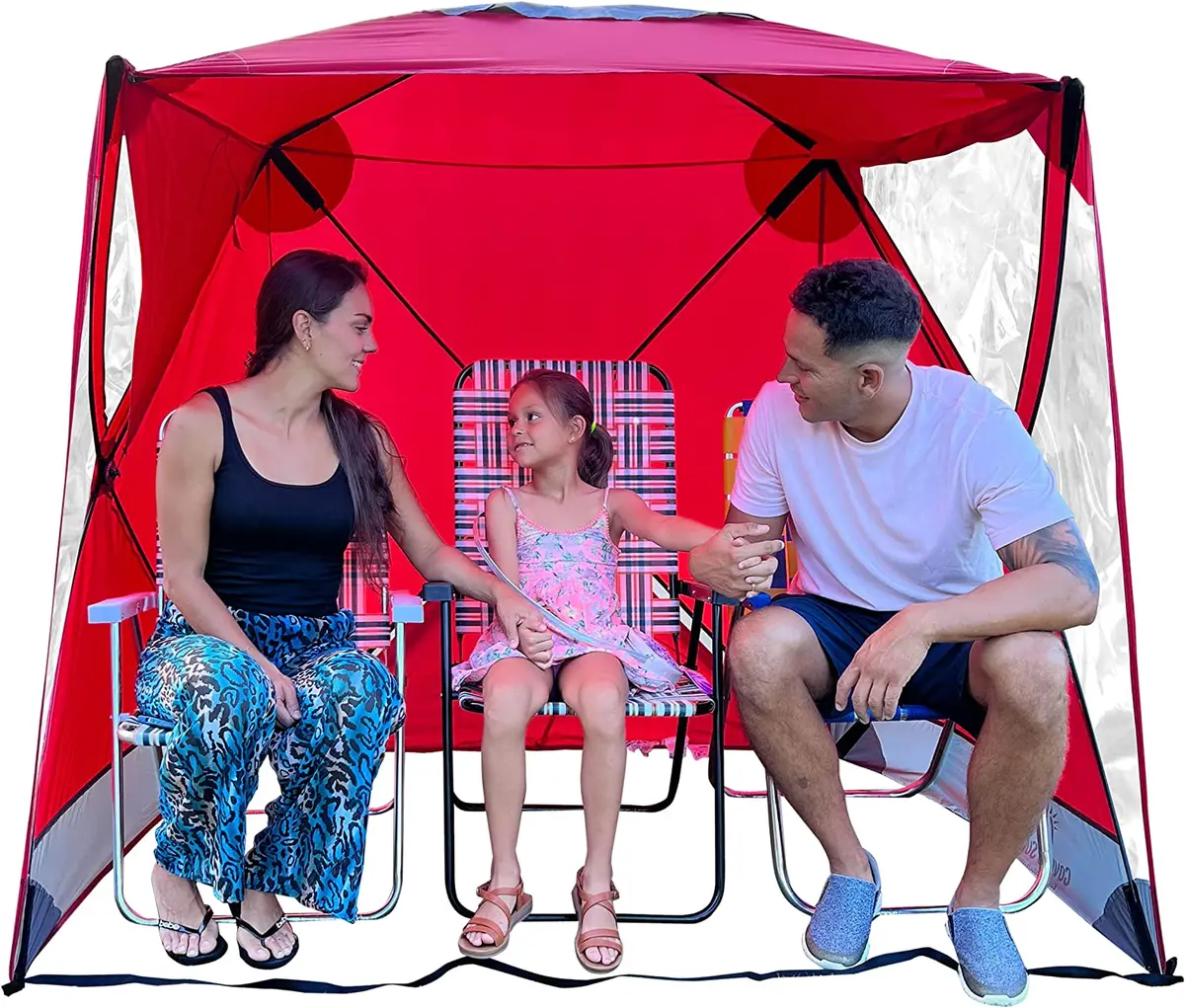 Coveru Sports Tent Pod Sun Protection – Pop Up 2 Person Hot Climate Canopy Shelter – Patent Pending - Red 1