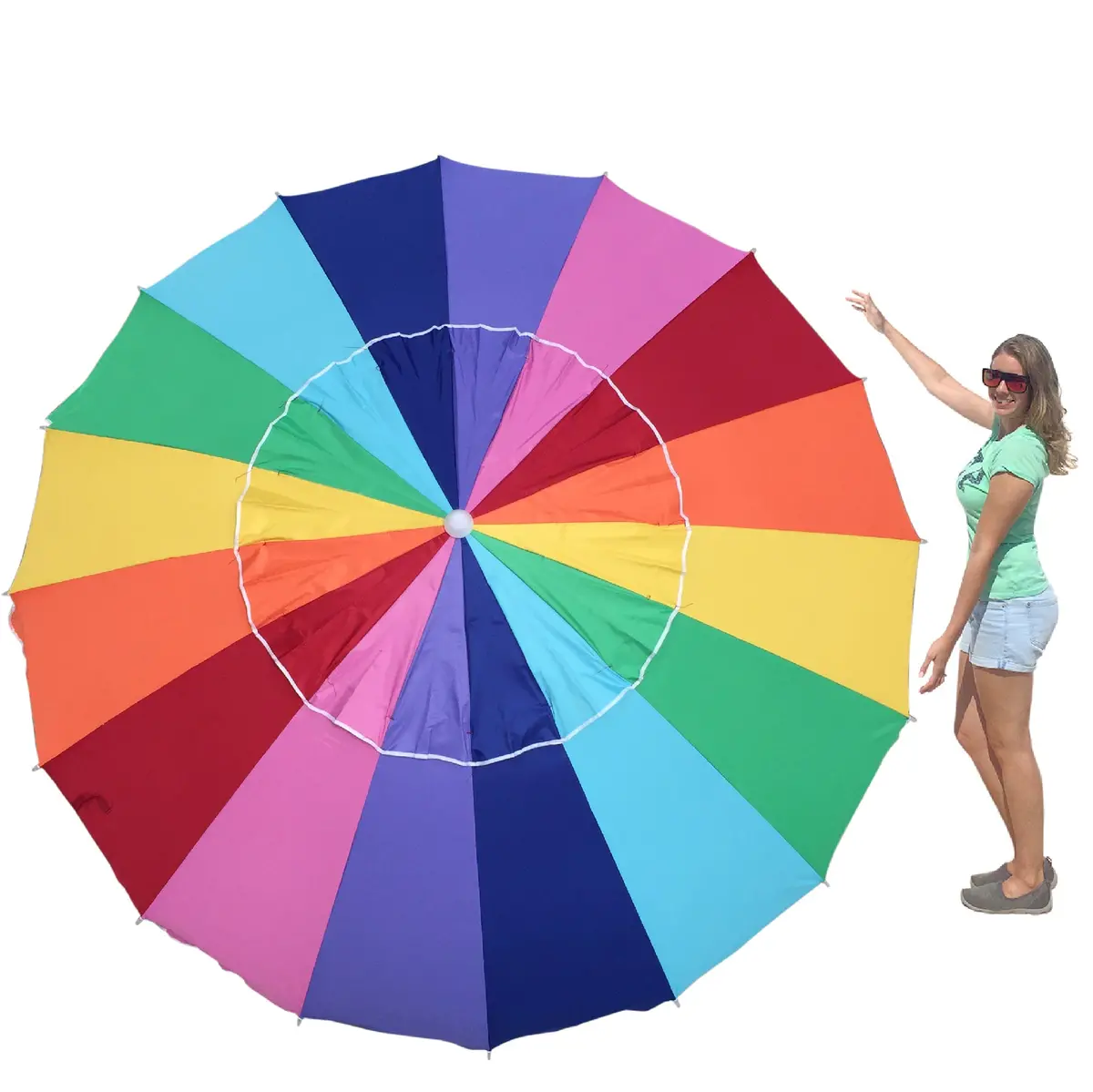 Easygo 8 Foot Heavy Duty High Wind Beach Umbrella - Giant 8' Beach Umbrella With Sand Anchor & Carrying Bag -Sturdy Pole 1