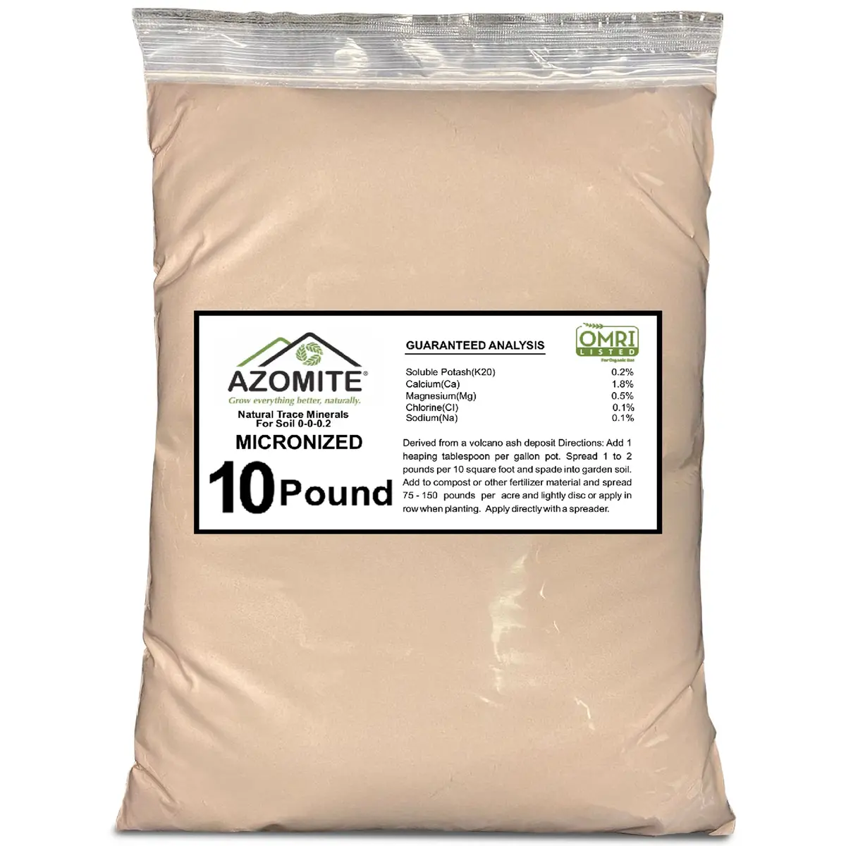 Azomite Trace 0-0.2 Fertilizer Bulk Bag Of 67 Essential Minerals Omri Certified, 10Lbs White 1