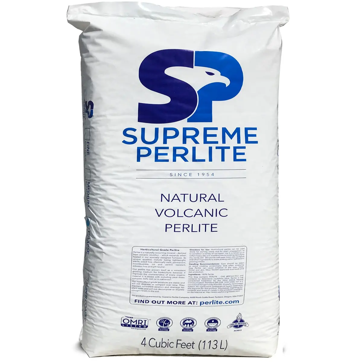 Supreme Horticulture Coarse Grade Perlite – 4 Cubc Foot – 113 Liters – 120 Quarts  - Indoor  & Outdoor Use – Coarse Grade 1