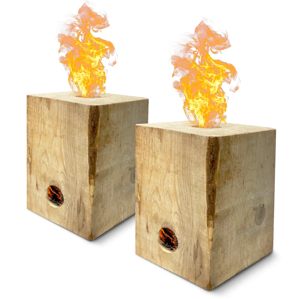 Burning Blox Campfire Bonfire Firewood – Easy Light – Easy Clean-Up – Great For Camping, Beach And Cooking – Burns From Inside Out – 8” X 8” X 8” – Burns 2 Hours - Bonus 2 Fatwood Starters – Qty 2 1