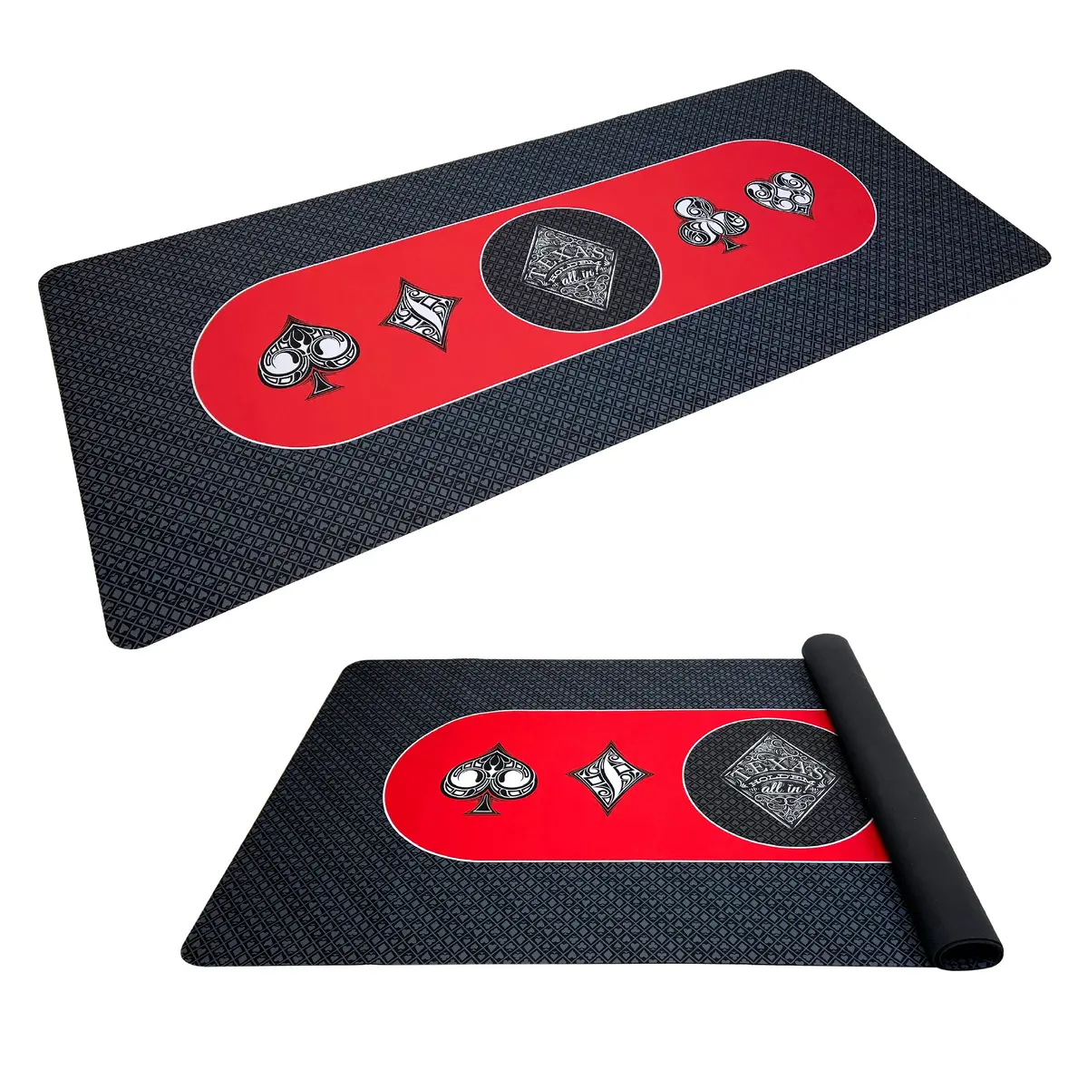 Poker Table Top Pad – For Texas Holdem Casino Style – 78” X 36” Rectangle – Portable Rolling Rubber Folding Mat – Professional 3 Layers-Includes Carry Bag, 72 Black 1