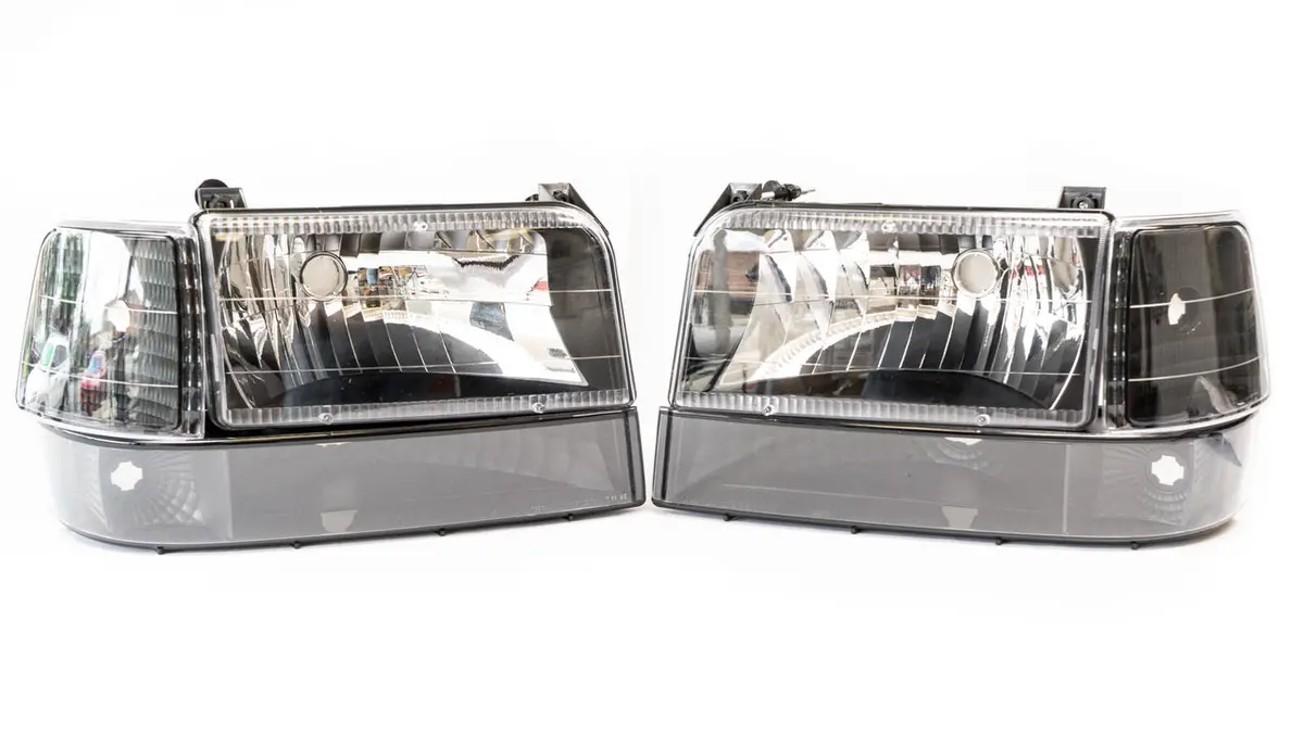 Complete Performance Six Piece Clear Black Headlight Kit - Blem - 1992-1997 Ford F-Series & Bronco 1