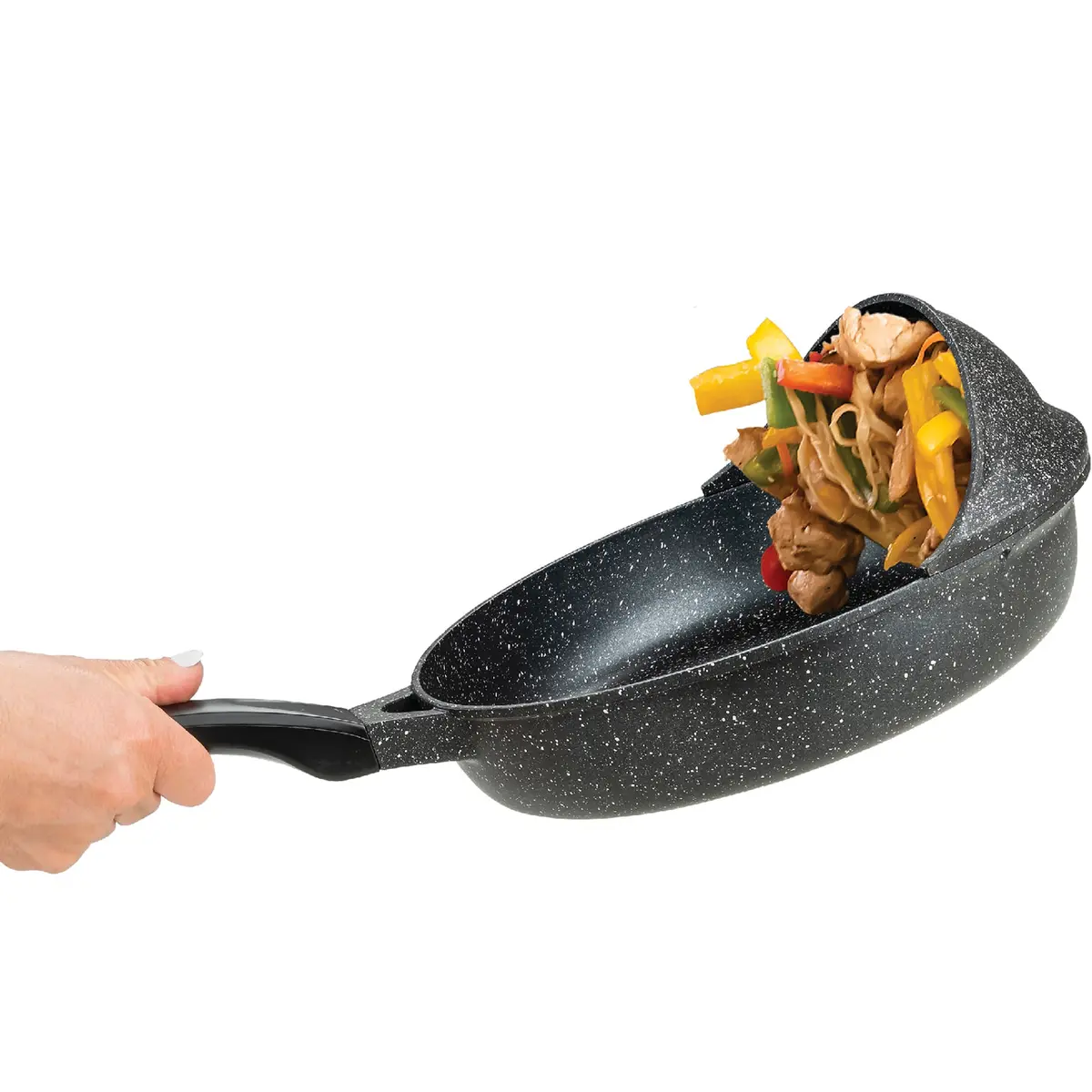 Professional Flip Frying Pan 11” – Fry Pan W/3 Layer Cast Non-Stick Coating – Pfoa Free - Marble Finish - Patent Pending 1