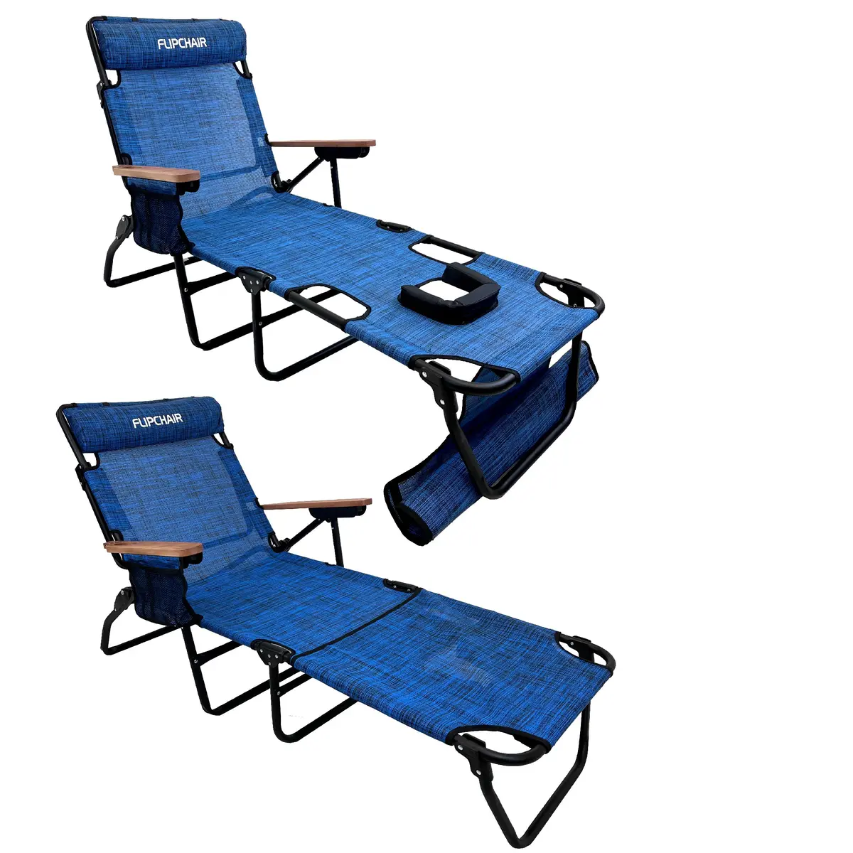 Easygo Product Flip Face Down Tanning Chaise Lounge Chair With Face & Arm Holes - 4 Legs Support - Textilene Material - 6 Position - Arm Head Rest Pillow - Beach Or Home Use - Patents Pending, Blue 1