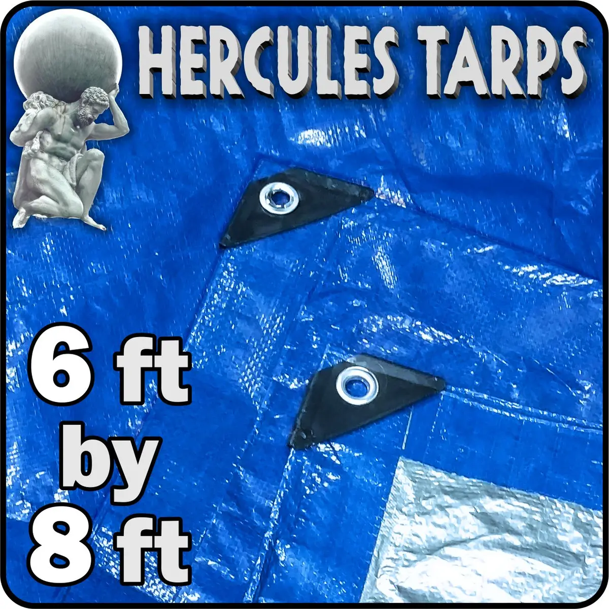 6' X 8' - Tent Shelter Tarp Cover Waterproof Tarpaulin Plastic Tarp Protection Sheet For Contractors, Campers, Painters, 1
